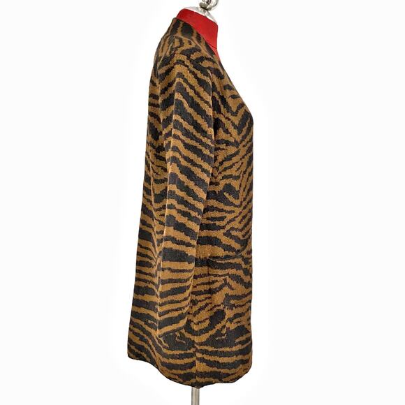 NWT Nine West M knit open front duster jacket long cardigan sweater animal print - Picture 4 of 15